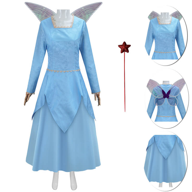 Fairy Godmother Costume Blue Dress Halloween Outfit – Foyacos