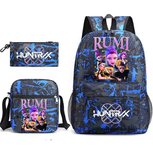 3pcs KPop Demon Hunters Backpacks Set Casual Durable Travel Lightweight Backpack