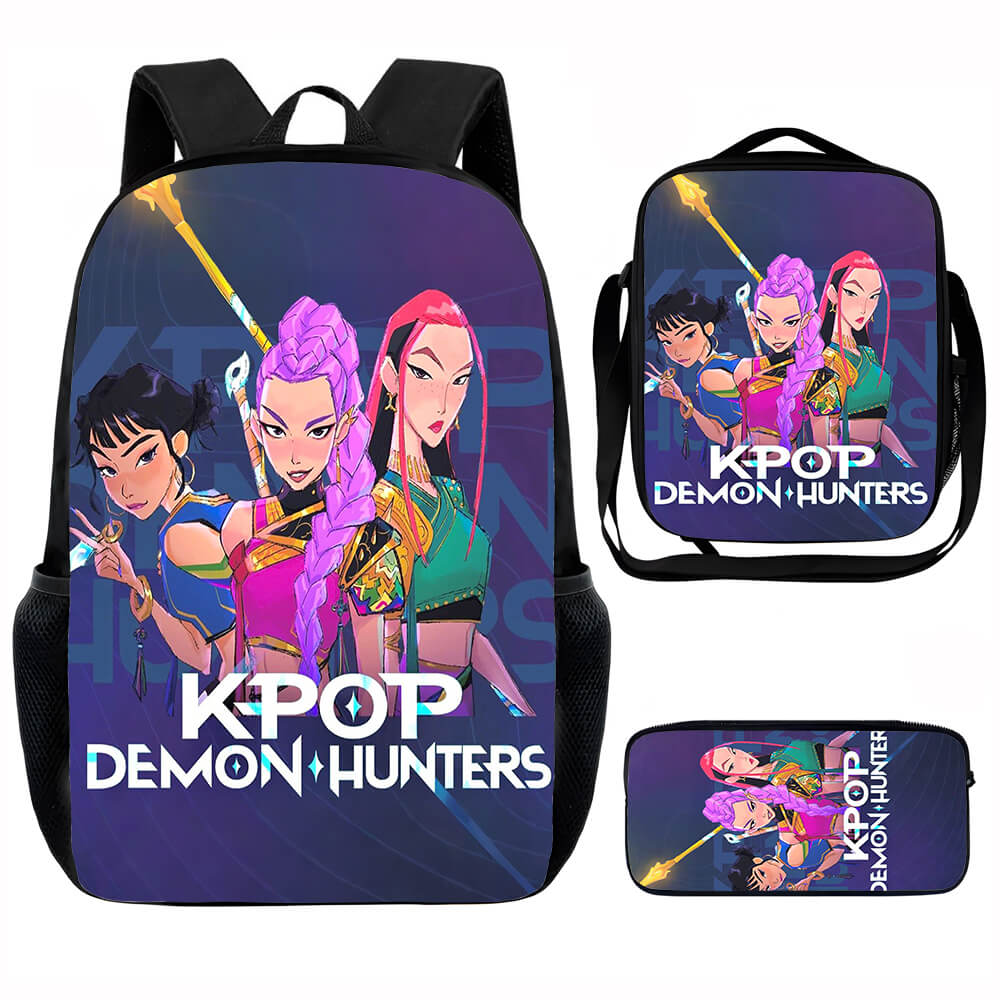 3pcs Kpop Demon Hunters Backpack Set Lunch Bags Pencil Case Laptop Bac ...