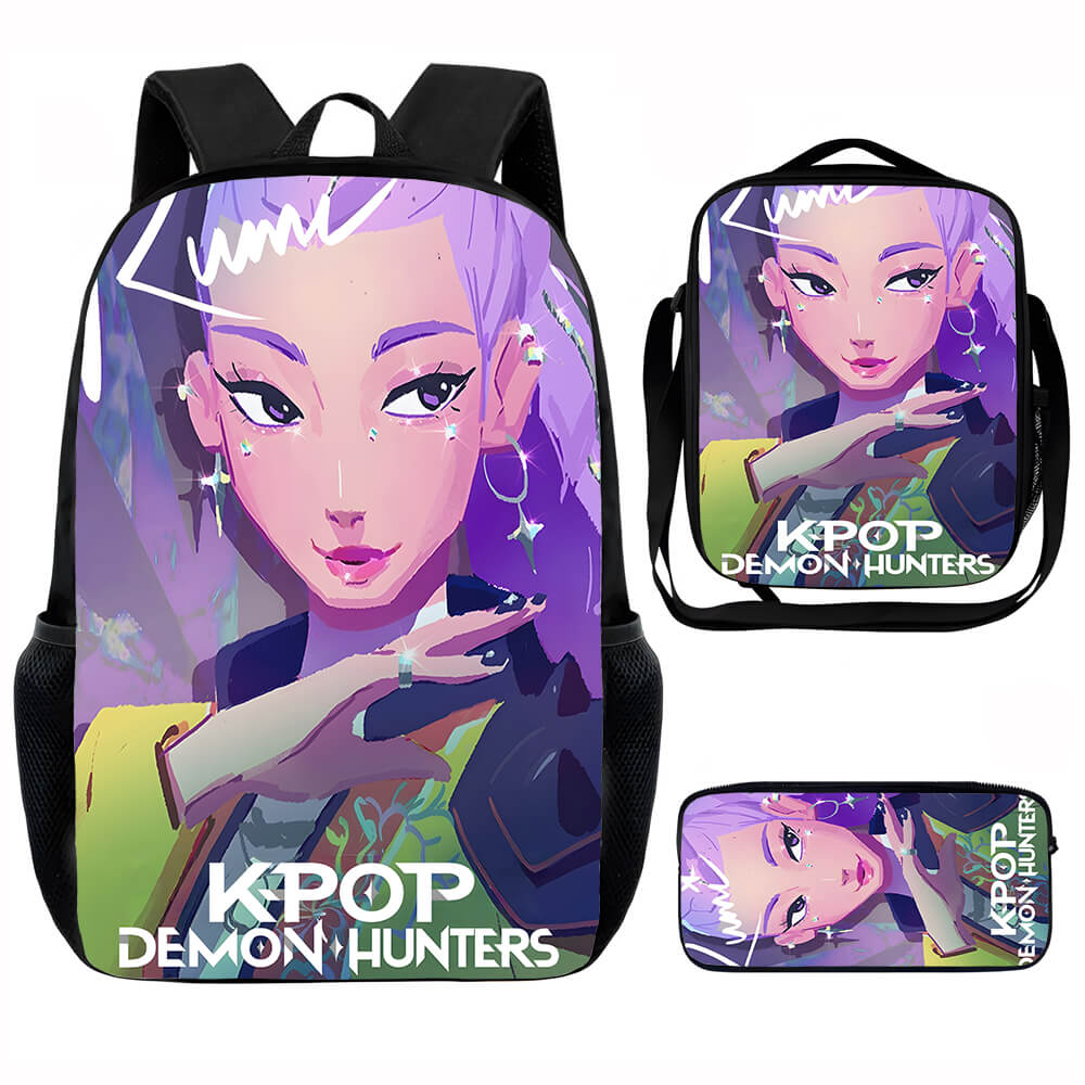 3pcs Kpop Demon Hunters Backpack Set Lunch Bags Pencil Case Laptop Bac ...