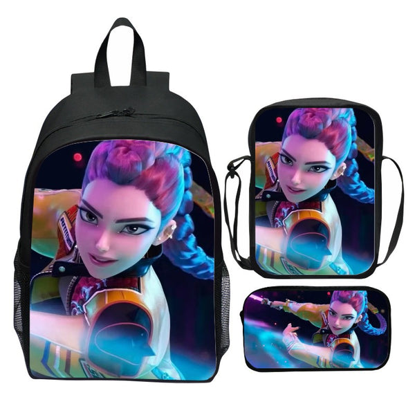 3pcs KPop Demon Hunters Backpacks Set Teenager School Travel Backpacks
