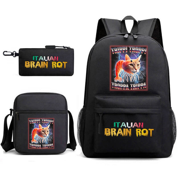 3pcs Italian Brainrot Backpack Travel Backpacks Daily Laptop School Shoulder Daypacks