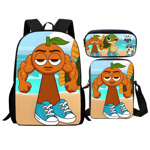 3pcs Tung Tung Tung Sahur ltalian Brainrot Backpack School Shoulder Travel Backpack