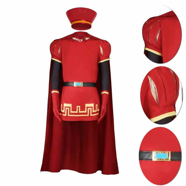 Foyacos Kids Lord Farquaad Costume Halloween Cosplay Suit with Red Cloak and Hat Boys