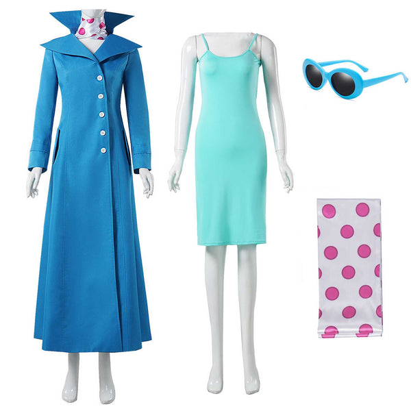 Foyacos Lucy Wilde Trench Coat Halloween Party Outfit Glasses Scarf Dress Cosplay Suit Women