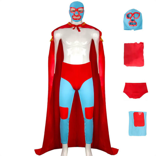 Foyacos Nacho Libre Costume Mens Mexican Wrestler Cosplay Mask Halloween Suit