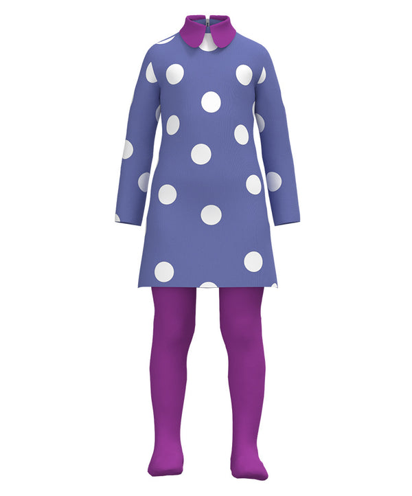 Foyacos Women Envy Costume Purple Dotted Dress Halloween Outfit with Leggings