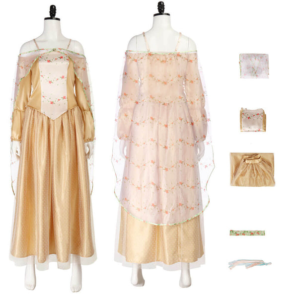 Foyacos Padme Amidala Yellow Dress Padme Yellow Dress Costume Halloween Cosplay Suit