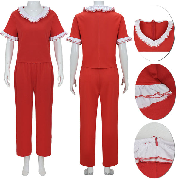 Foyacos Sally O'Malley Costume Saturday Night Red Suit Halloween Cosplay Outfit Adult