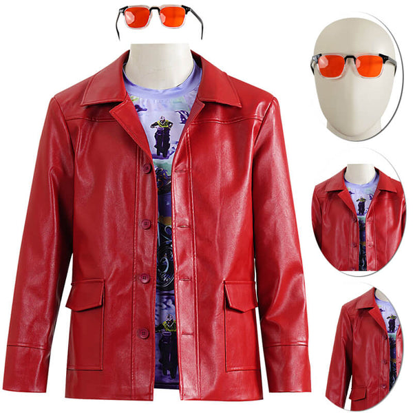 Tyler Durden Fight Club Red Faux Leather Jacket Halloween Costume