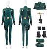 Foyacos Yelena Belova Costume Women Superhero Green Jumpsuit Halloween Deluxe Set