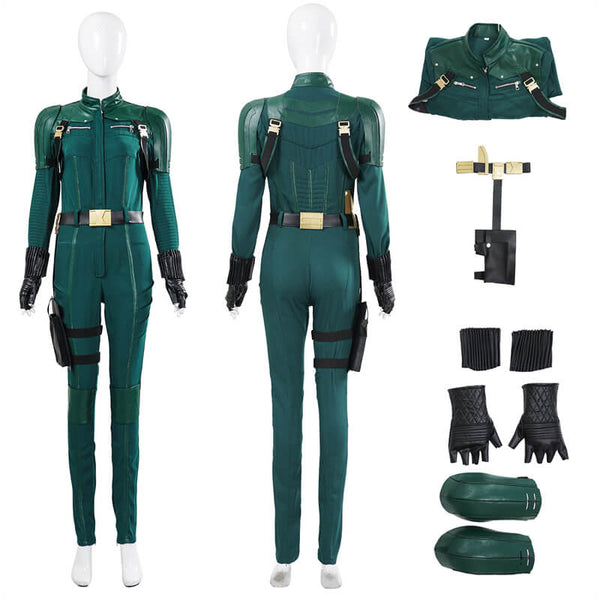 Foyacos Yelena Belova Costume Women Superhero Green Jumpsuit Halloween Deluxe Set