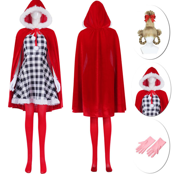 Foyacos Cindy Lou Who Costume Adult Women Christmas Costume Whoville Dress