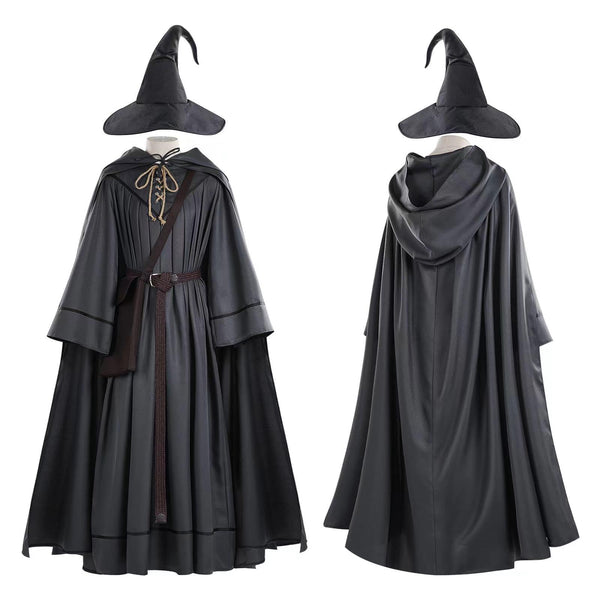 Foyacos Wizard Costume Adult Wizard Costume Mens Grey Lord Rings Cosplay Suit with Wig