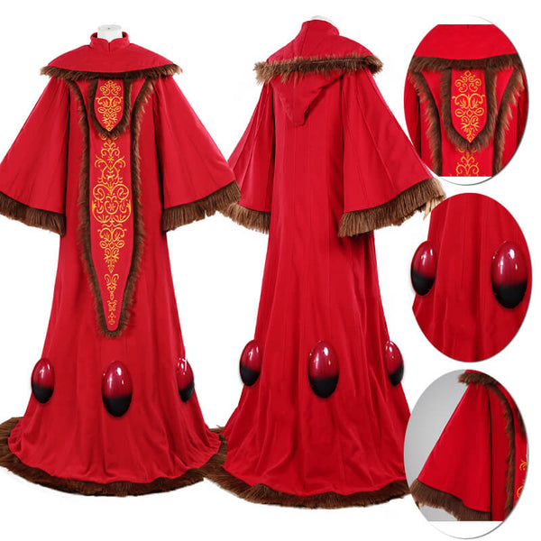 Foyacos Adult Padme Amidala Costume Women Red Queen Padme with Shawl Halloween Outfit