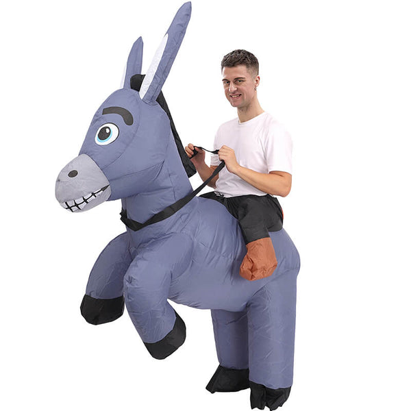 Foyacos Inflatable Donkey Costume Riding on Donkey Costume Blow Up Funny Halloween Suit