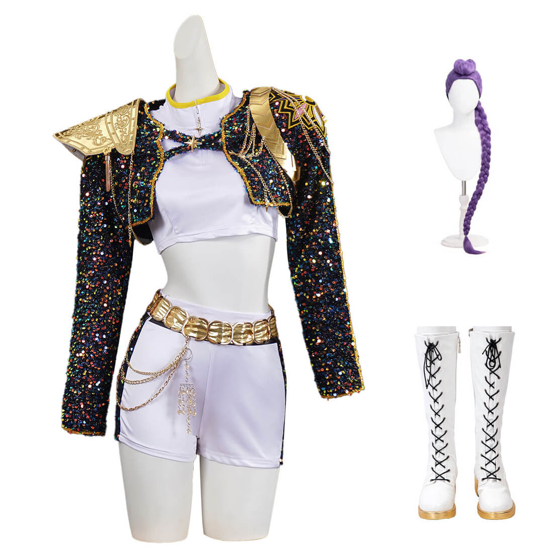 Rumi Golden Kpop Demon Hunters Cosplay Kpop Black Golden Dance Outfit ...