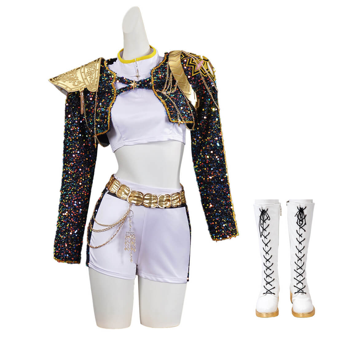Rumi Golden Kpop Demon Hunters Cosplay Kpop Black Golden Dance Outfit rumi-golden-kpop-demon-hunters-cosplay-kpop-black-golden-dance-outfit